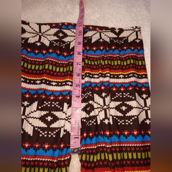 White Mark~Brown Colorful Fair Isle Soft Spandex Leggings NWOT - Picture 11 of 15